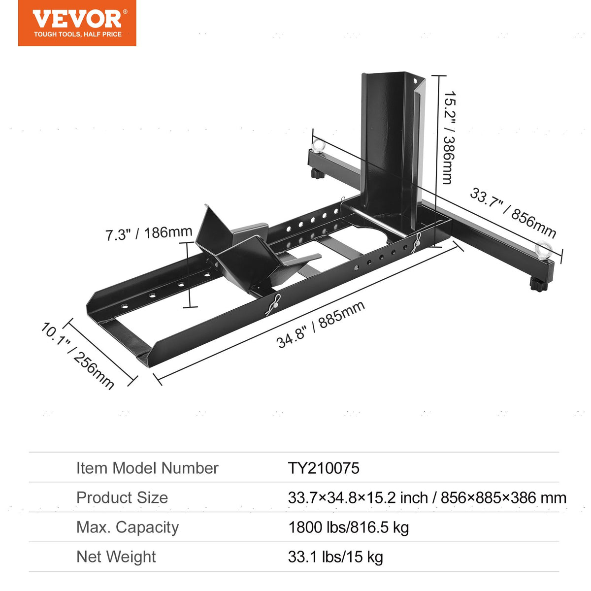 Motorcycle Wheel Chock Upright, 816.5 kg Capacity, Heavy-duty Steel Motorcycle Front Wheel Stand with 6 V952-MTCLDLZSKDHS2OLR1V0