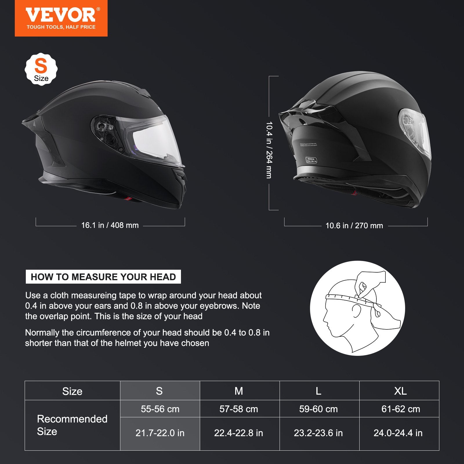 Full Face Motorcycle Helmet Motocross Helmet with Bluetooth Slot V952-MTCQKOZBSMHSVYL17V0