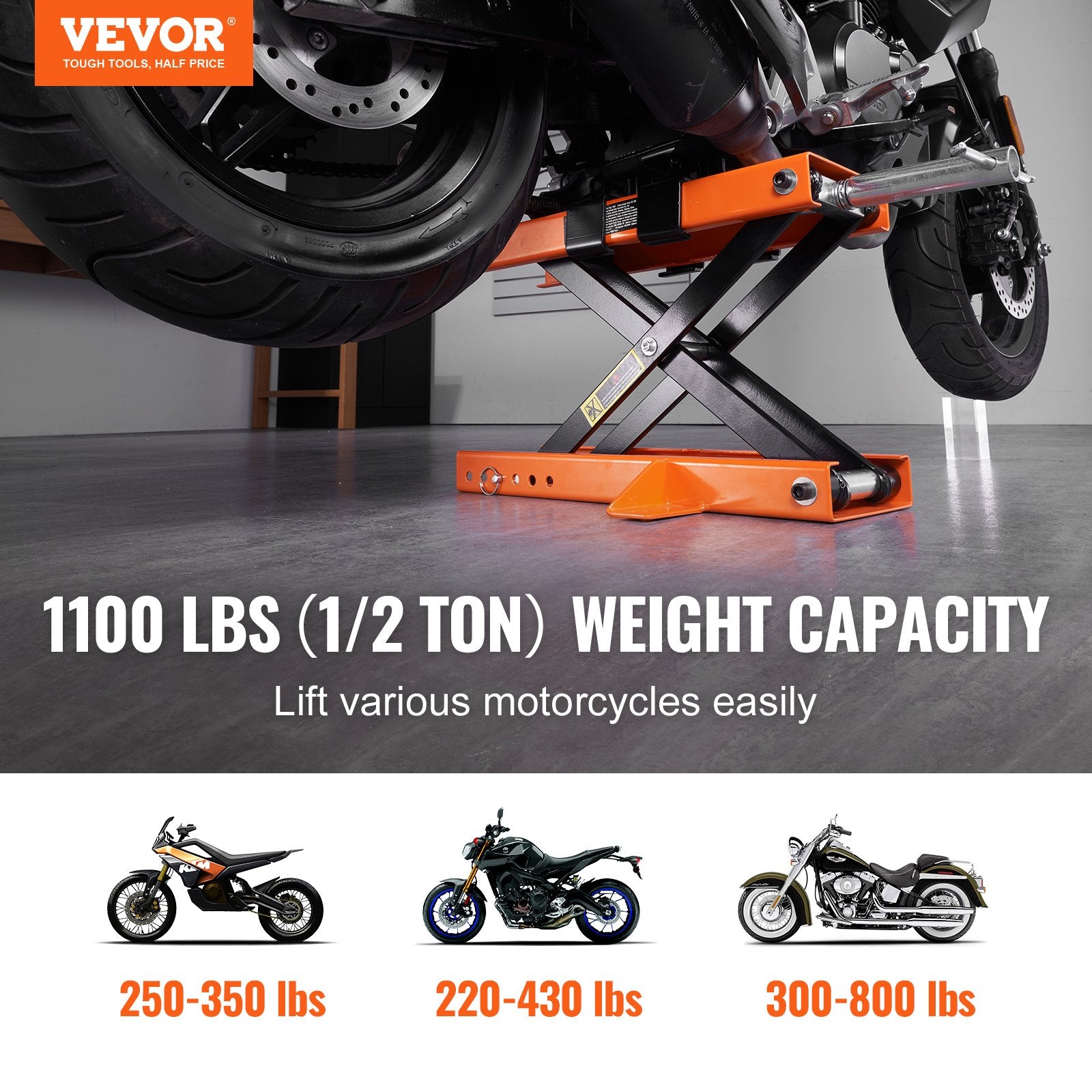 Motorcycle Lift Scissor Jack Stand 1100 Lb with Saddle ATV Lift Dirt Bike V952-MTCSJJCSB1100PWQ4V0