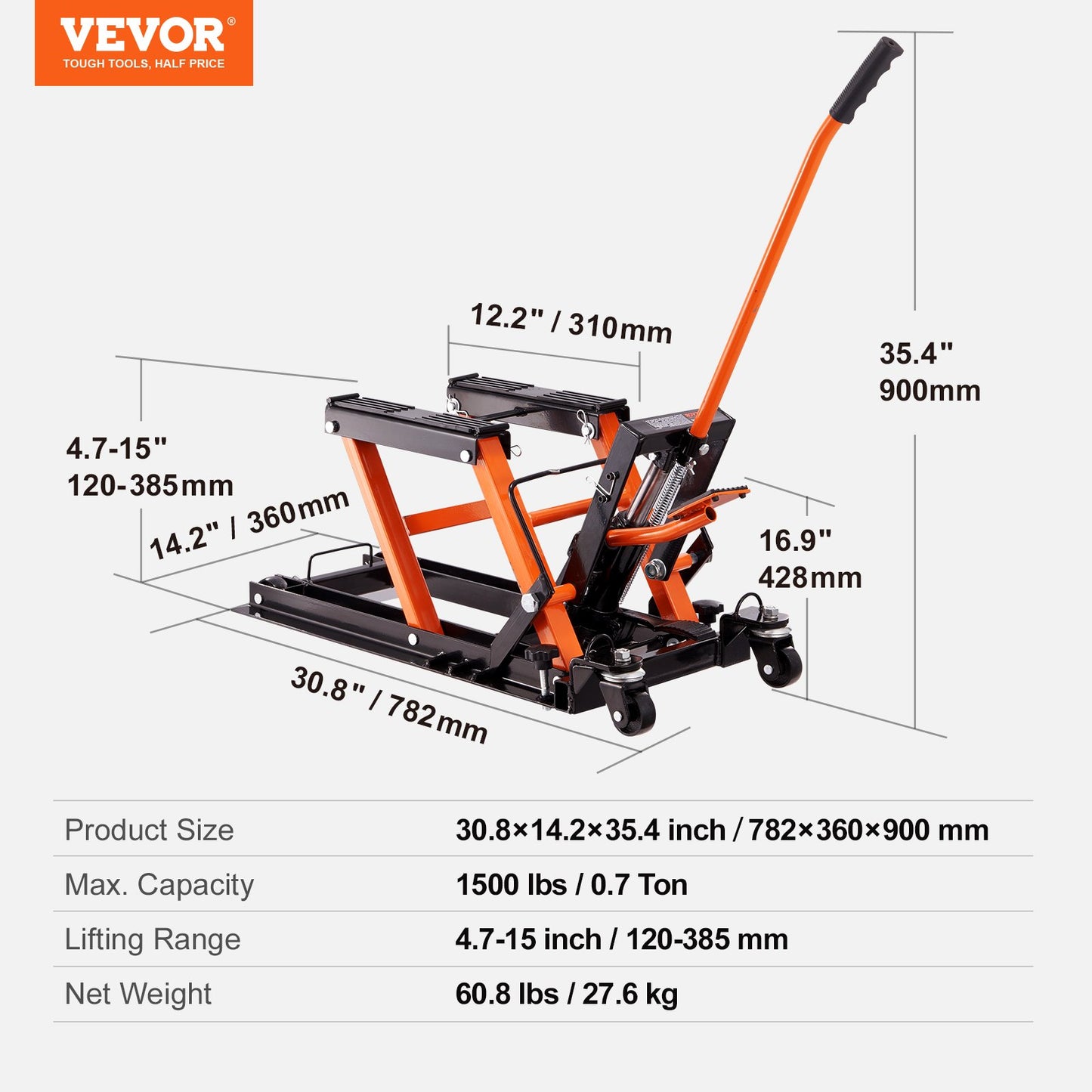 Motorcycle Hydraulic Pump Jack 1500 LBS ATV Dirt Bike Stand V952-MTCSJJYYB15004IG5V0