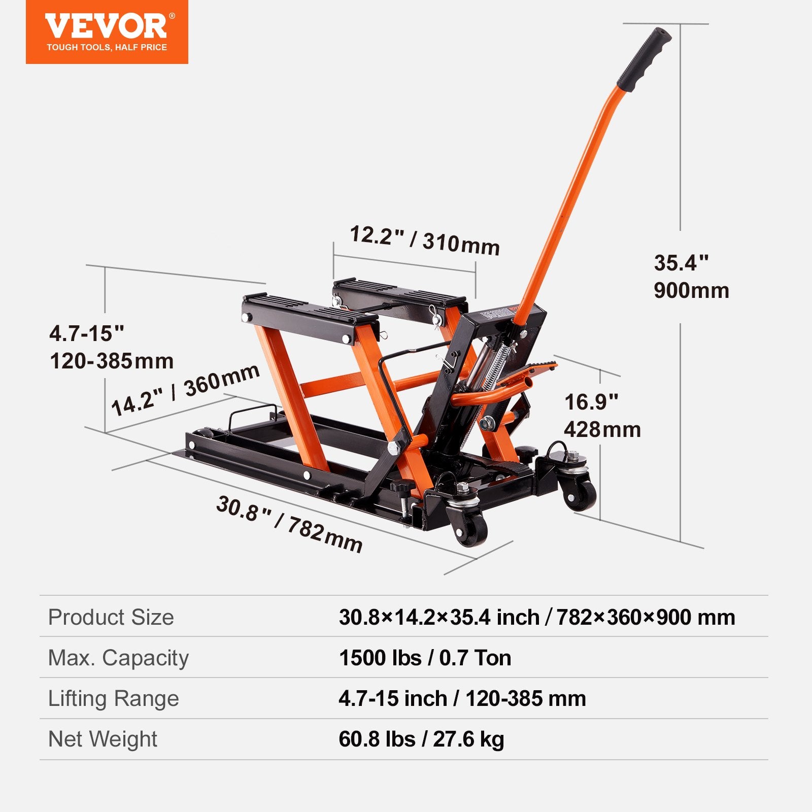 Motorcycle Hydraulic Pump Jack 1500 LBS ATV Dirt Bike Stand V952-MTCSJJYYB15004IG5V0