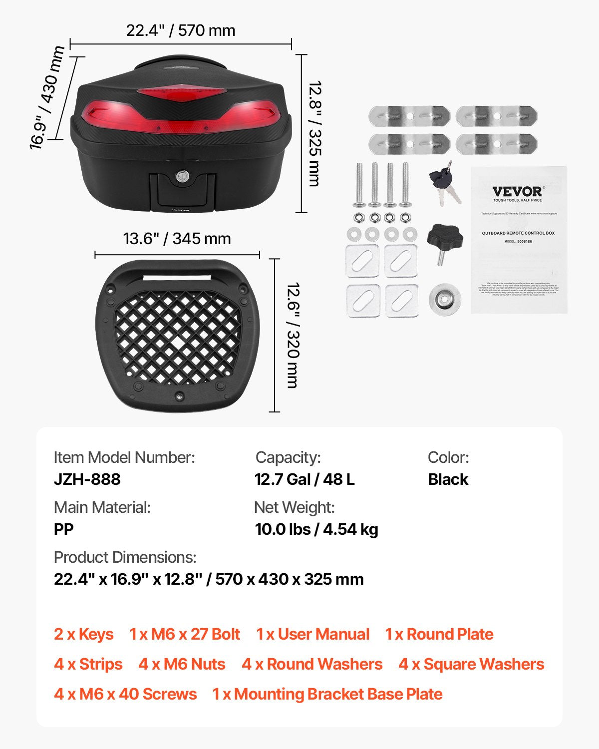 48L Motorcycle Top Case Universal Motorbike Tail with Reflective Panel V952-MTCSLDXHS48LAPAJ7V0