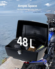 Motorcycle Top Case, Universal Durable PP Material Motorbike Tail Box with Reflective Panel, 48L Waterproof V952-MTCSLDXHS48LY0GRXV0