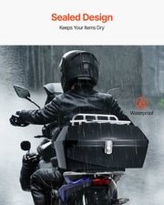 Motorcycle Top Case, Universal Durable PP Material Motorbike Tail Box with Reflective Panel, 48L Waterproof V952-MTCSLDXHS48LY0GRXV0