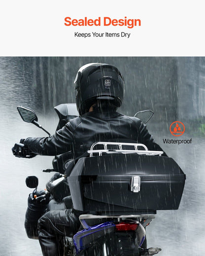 Motorcycle Top Case, Universal Durable PP Material Motorbike Tail Box with Reflective Panel, 48L Waterproof V952-MTCSLDXHS48LY0GRXV0