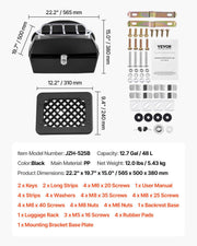 Motorcycle Top Case, Universal Durable PP Material Motorbike Tail Box with Reflective Panel, 48L Waterproof V952-MTCSLDXHS48LY0GRXV0