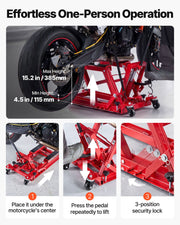 Hydraulic Motorcycle Lift Jack, 680 kg Capacity, ATV Lift Jack Portable Motorcycle Hoist Stand with 4 Wheels, V952-MTCXXSJJ150036NN8001V0