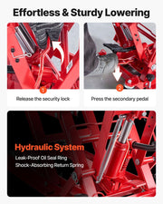 Hydraulic Motorcycle Lift Jack, 680 kg Capacity, ATV Lift Jack Portable Motorcycle Hoist Stand with 4 Wheels, V952-MTCXXSJJ150036NN8001V0