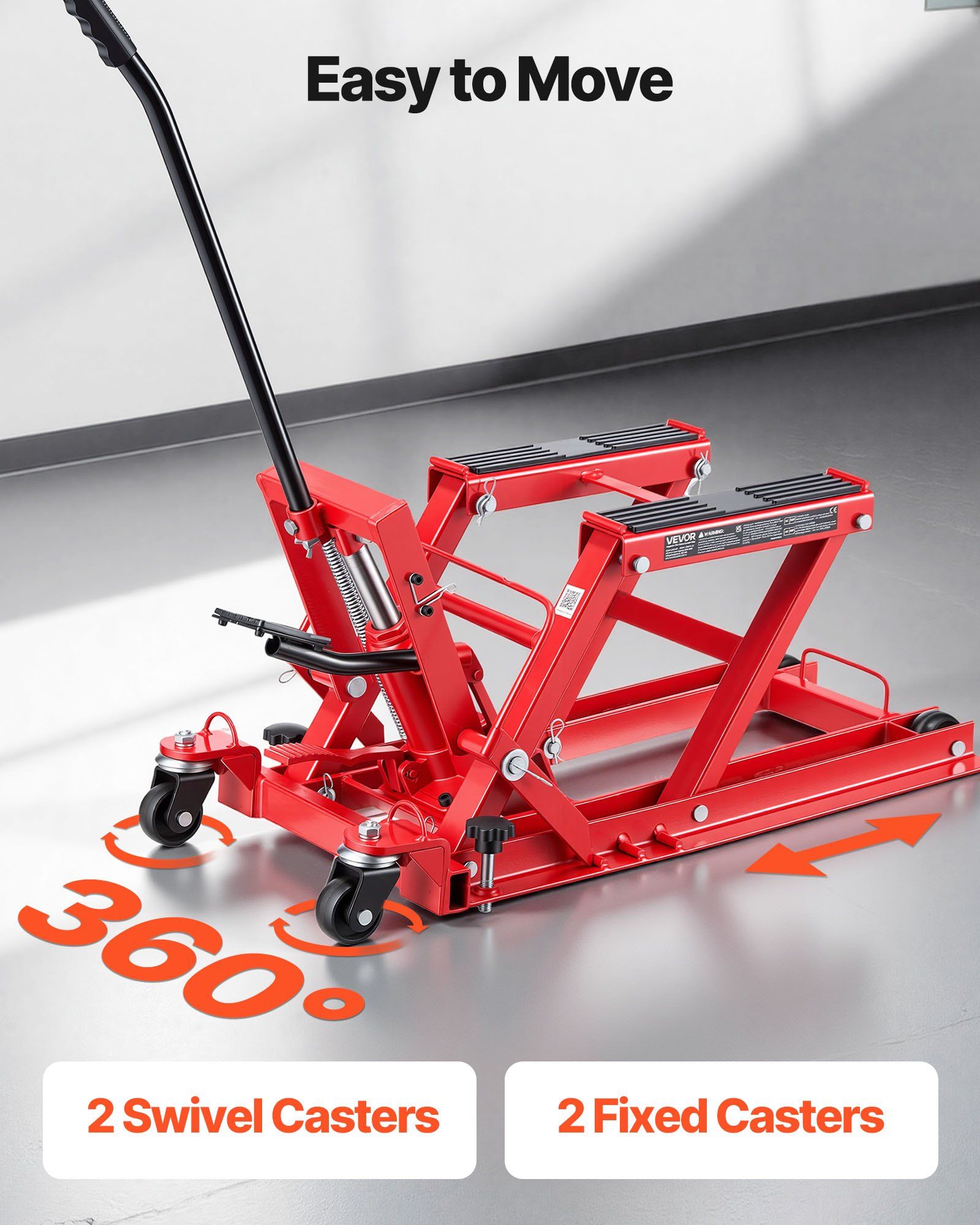 Hydraulic Motorcycle Lift Jack, 680 kg Capacity, ATV Lift Jack Portable Motorcycle Hoist Stand with 4 Wheels, V952-MTCXXSJJ150036NN8001V0