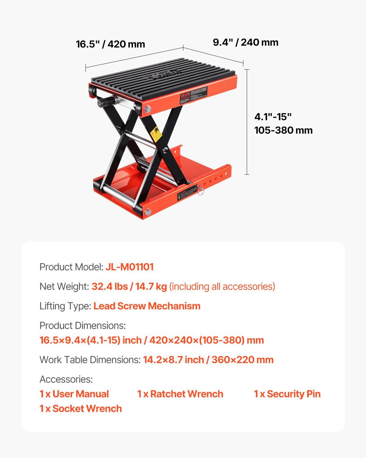 Motorcycle Lift, 1200lbs Weight Capacity, Wide Deck Motorcycle Scissor Jack, 4.1-15 in Height Range, Heavy V952-MTCXXSJJSGS1M2MZBV0