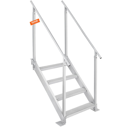 Dock Ladder 4 Step, Dock Stairs 30''-38'' Adjustable Height, 227 kgs Load Capacity, Aluminum Pontoon Boat V952-MTFSTWJFHXJD56RPMV0