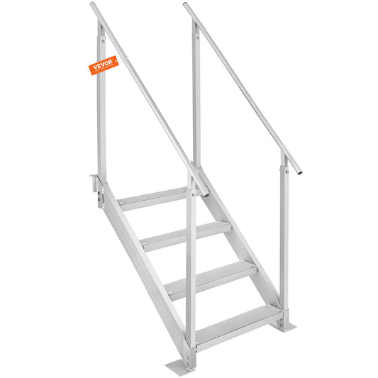 Dock Ladder 4 Step, Dock Stairs 30''-38'' Adjustable Height, 227 kgs Load Capacity, Aluminum Pontoon Boat V952-MTFSTWJFHXJD56RPMV0
