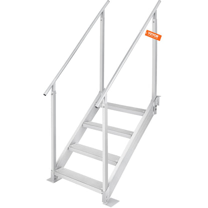 Dock Ladder 4 Step, Dock Stairs 30''-38'' Adjustable Height, 227 kgs Load Capacity, Aluminum Pontoon Boat V952-MTFSTWJFHXJD56RPMV0