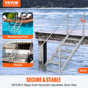 Dock Ladder, 1.09 m-1.29 m Adjustable Height, 227 kg Load Capacity, Aluminum Alloy 6 Steps Pontoon Boat V952-MTFSTWJFHXJD5J314V0