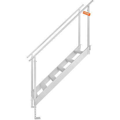 Dock Ladder, 1.09 m-1.29 m Adjustable Height, 227 kg Load Capacity, Aluminum Alloy 6 Steps Pontoon Boat V952-MTFSTWJFHXJD5J314V0
