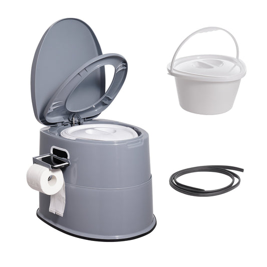 Portable Toilet for Camping, Porta Potty with 5L Detachable Inner Bucket & Removable Paper Holder, Commode V952-MTSBXSMT300BBWUTFV0