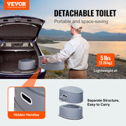 Portable Toilet for Camping, Porta Potty with 5L Detachable Inner Bucket & Removable Paper Holder, Commode V952-MTSBXSMT300BBWUTFV0