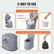 Portable Toilet for Camping, Porta Potty with 5L Detachable Inner Bucket & Removable Paper Holder, Commode V952-MTSBXSMT300BBWUTFV0