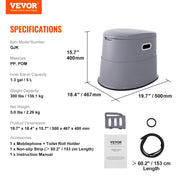 Portable Toilet for Camping, Porta Potty with 5L Detachable Inner Bucket & Removable Paper Holder, Commode V952-MTSBXSMT300BBWUTFV0