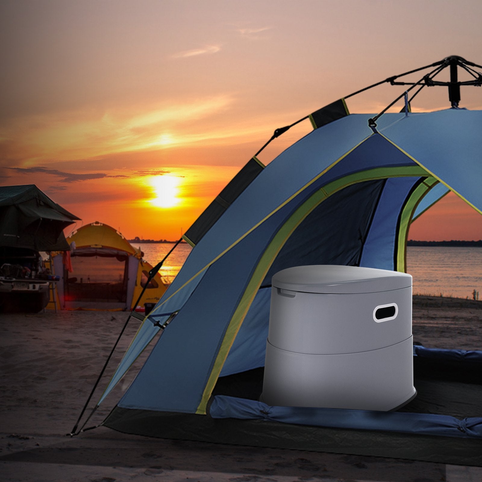 Portable Toilet for Camping, Porta Potty with 5L Detachable Inner Bucket & Removable Paper Holder, Commode V952-MTSBXSMT300BBWUTFV0