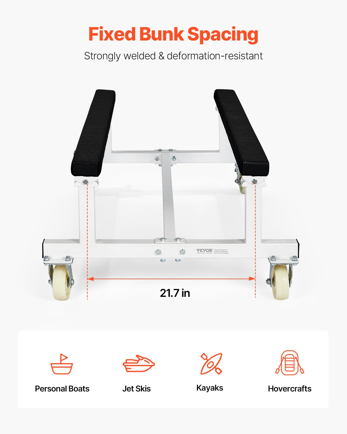 Watercraft PWC Dolly, 1800 lbs Load Capacity, Jet Ski Stand PWC Cart for Moving Watercraft, Fixed Bunk with 4 V952-MTTTC1800B00B9AWFV0
