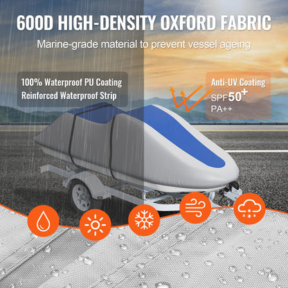 Jet Ski Cover 320-342 cm Trailerable Waterproof PWC Cover, Heavy-duty 600D Marine Grade PU Oxford Fabric, UV V952-MTTZ600D1261S5O7FV0