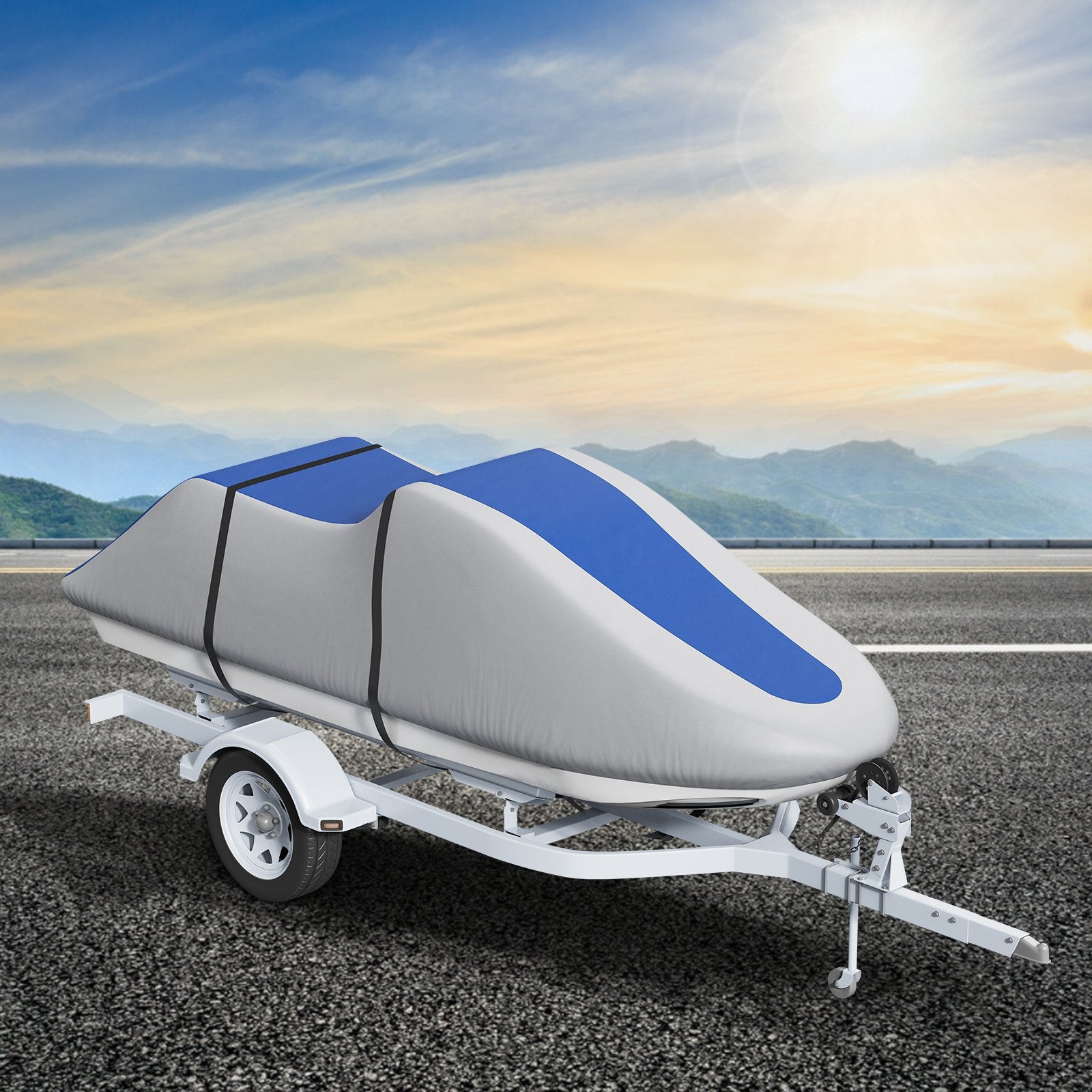 Jet Ski Cover 320-342 cm Trailerable Waterproof PWC Cover, Heavy-duty 600D Marine Grade PU Oxford Fabric, UV V952-MTTZ600D1261S5O7FV0