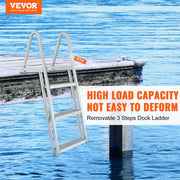 Dock Ladder, Removable 3 Steps, 159 kg Load Capacity, Aluminum Alloy Pontoon Boat Ladder with 101.6 mm Wide V952-MTXTCXSJFHXJDFX4BV0