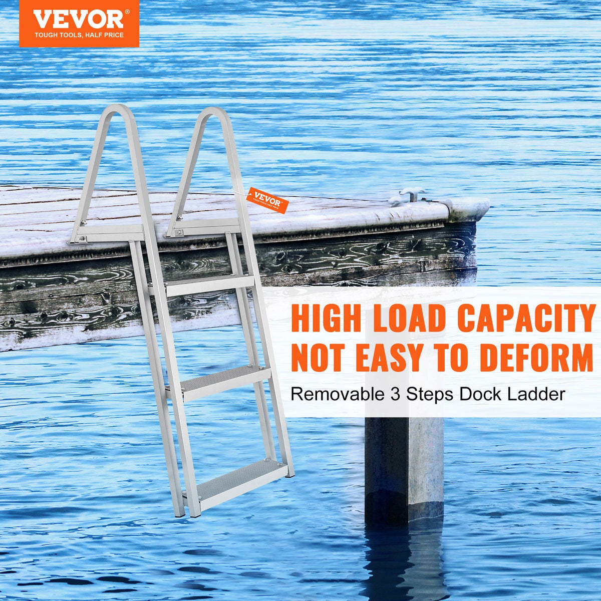 Dock Ladder, Removable 3 Steps, 159 kg Load Capacity, Aluminum Alloy Pontoon Boat Ladder with 101.6 mm Wide V952-MTXTCXSJFHXJDFX4BV0