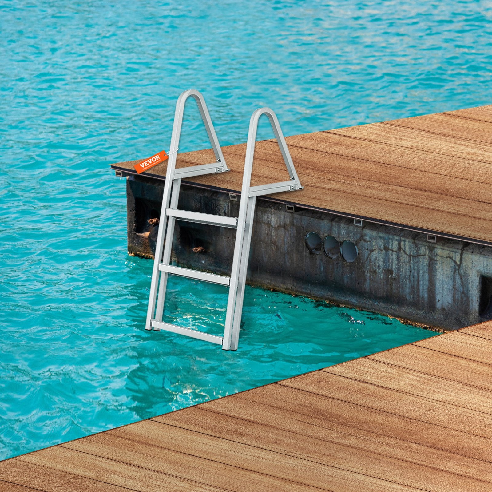 Dock Ladder, Removable 3 Steps, 159 kg Load Capacity, Aluminum Alloy Pontoon Boat Ladder with 101.6 mm Wide V952-MTXTCXSJFHXJDFX4BV0