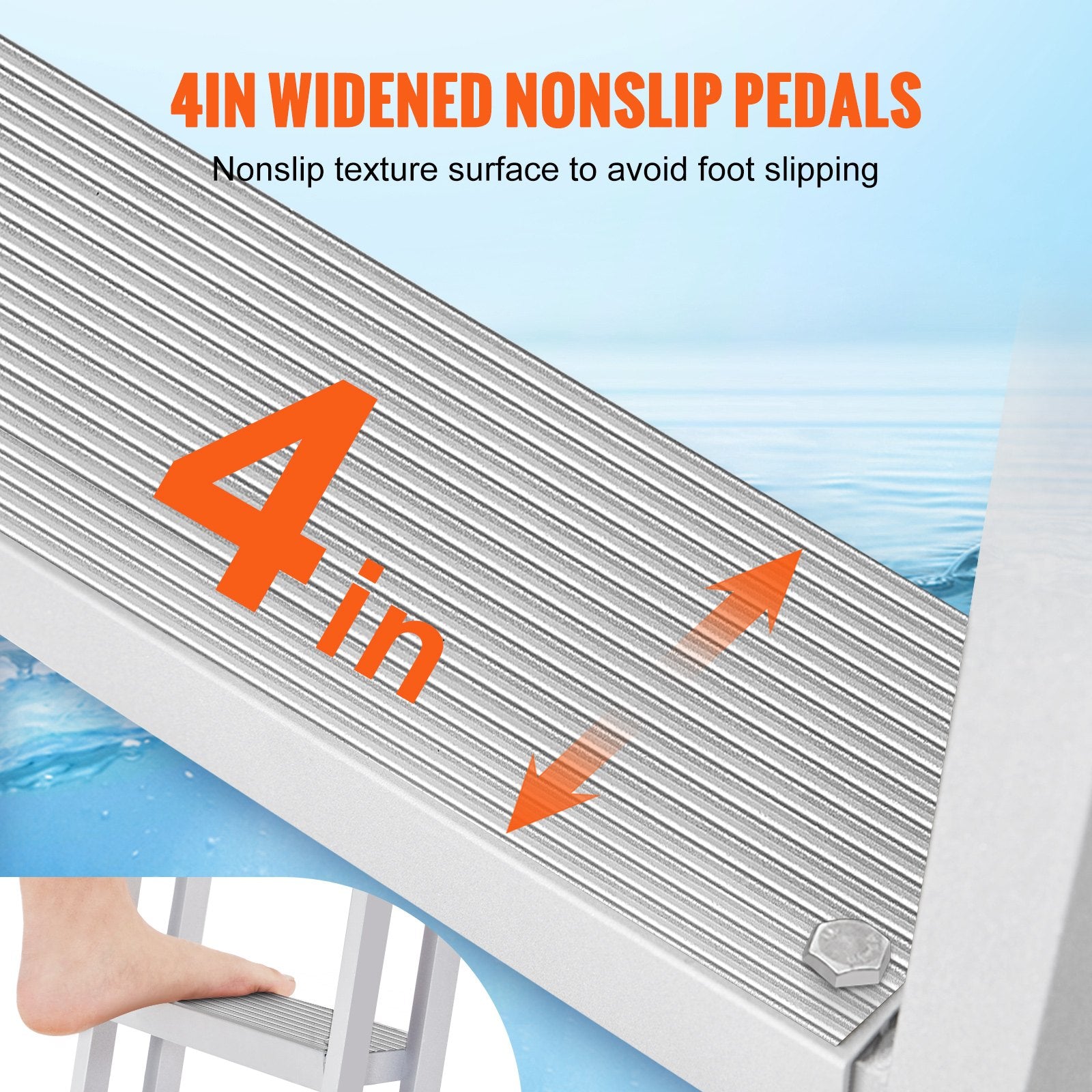 Dock Ladder, Removable 4 Steps, 350 lbs Load Capacity, Aluminum Alloy Pontoon Boat Ladder with 4'' Wide Step V952-MTXTCXSJFHXJDMGF9V0