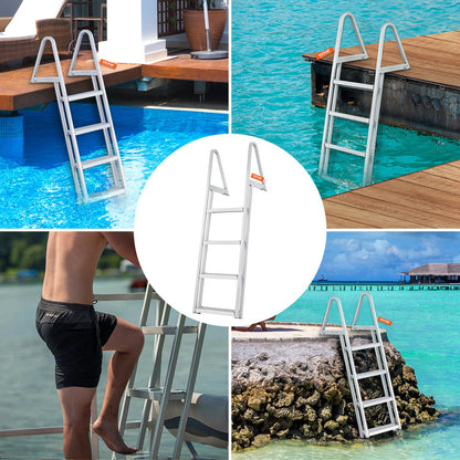 Dock Ladder, Removable 4 Steps, 350 lbs Load Capacity, Aluminum Alloy Pontoon Boat Ladder with 4'' Wide Step V952-MTXTCXSJFHXJDMGF9V0