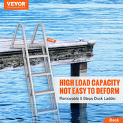 Removable Dock Ladder 5 Steps, 159 kg Load Capacity, Pontoon Boat Ladder with 4'' Wide Step & Nonslip Design V952-MTXTCXSJFHXJDO516V0