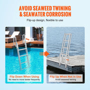 Dock Ladder Flip Up 4 Steps, 159 kg Load Capacity, Aluminum Pontoon Boat Ladder with 4" Wide Step & Nonslip V952-MTXTSFSJFHXJD7NNUV0