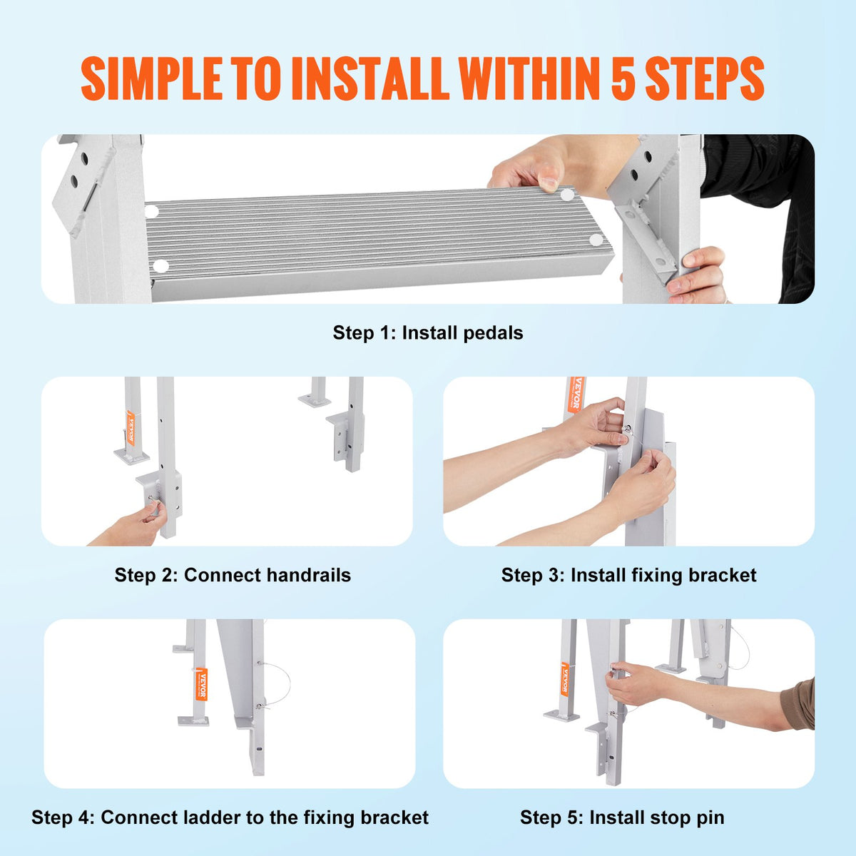 Dock Ladder Flip Up 4 Steps, 159 kg Load Capacity, Aluminum Pontoon Boat Ladder with 4" Wide Step & Nonslip V952-MTXTSFSJFHXJD7NNUV0