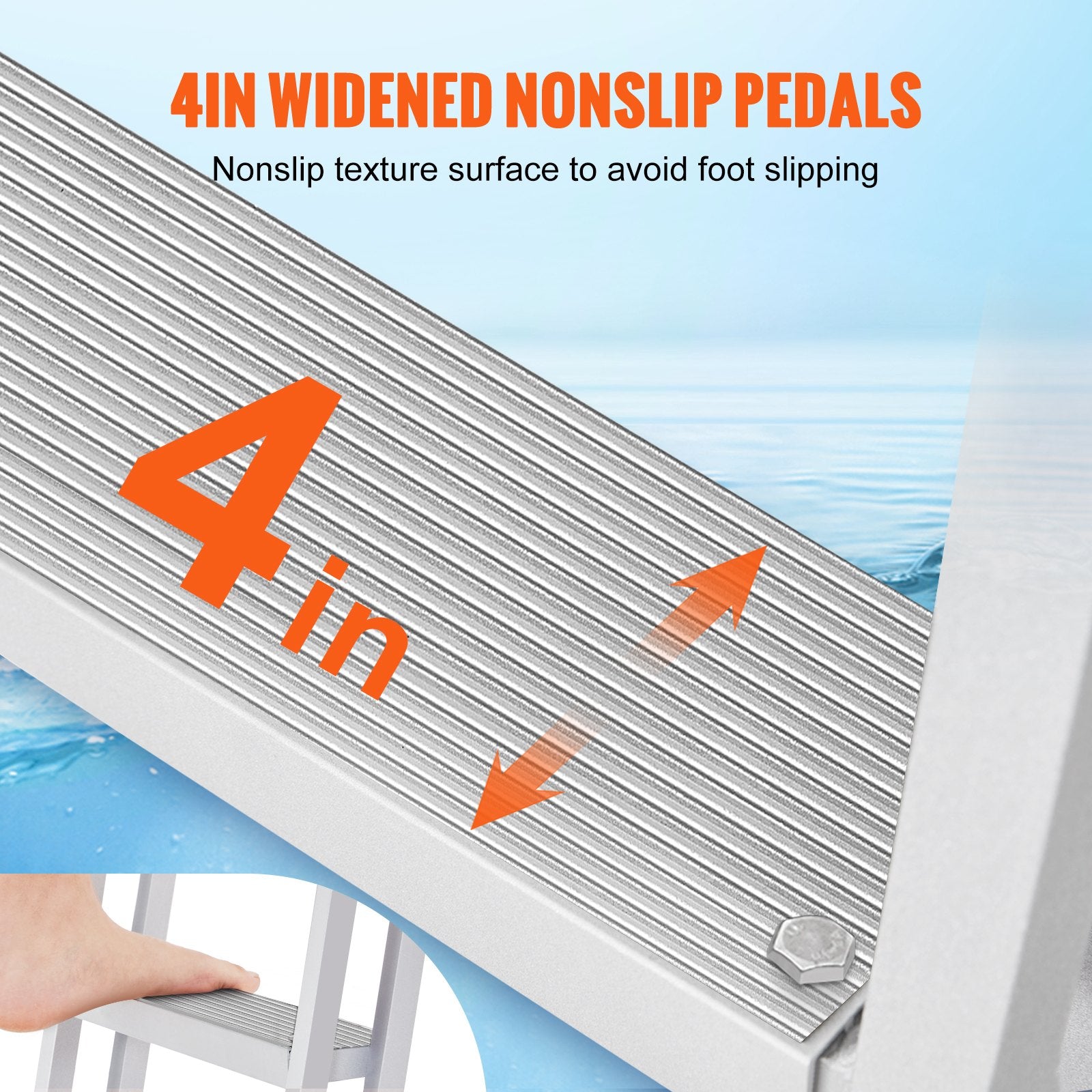 Dock Ladder Flip Up 5 Steps, 350lbs Load Capacity, Aluminum Pontoon Boat Ladder with 4" Wide Step & Nonslip V952-MTXTSFSJFHXJDZKVCV0