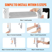 Dock Ladder Flip Up 5 Steps, 350lbs Load Capacity, Aluminum Pontoon Boat Ladder with 4" Wide Step & Nonslip V952-MTXTSFSJFHXJDZKVCV0