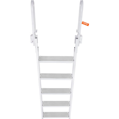 Dock Ladder Flip Up 5 Steps, 350lbs Load Capacity, Aluminum Pontoon Boat Ladder with 4" Wide Step & Nonslip V952-MTXTSFSJFHXJDZKVCV0