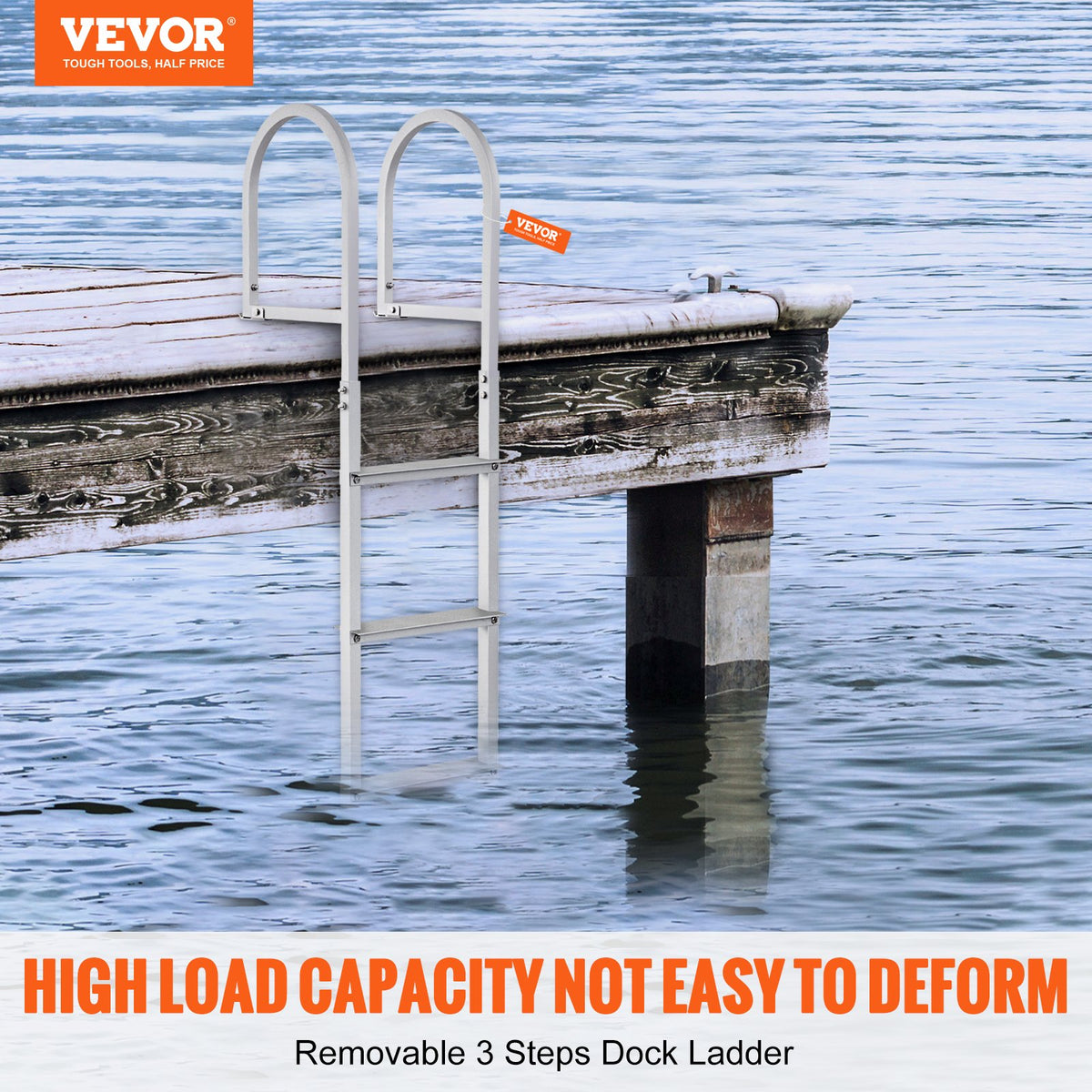 Dock Ladder, Removable 3 Steps, 227 kg Load Capacity, Aluminum Alloy Pontoon Boat Ladder with 7.9 cm Wide V952-MTZTCXSJFHXJDP38PV0