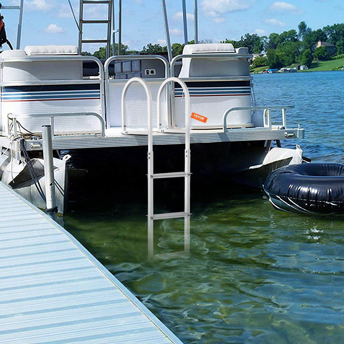 Dock Ladder, Removable 3 Steps, 227 kg Load Capacity, Aluminum Alloy Pontoon Boat Ladder with 7.9 cm Wide V952-MTZTCXSJFHXJDP38PV0