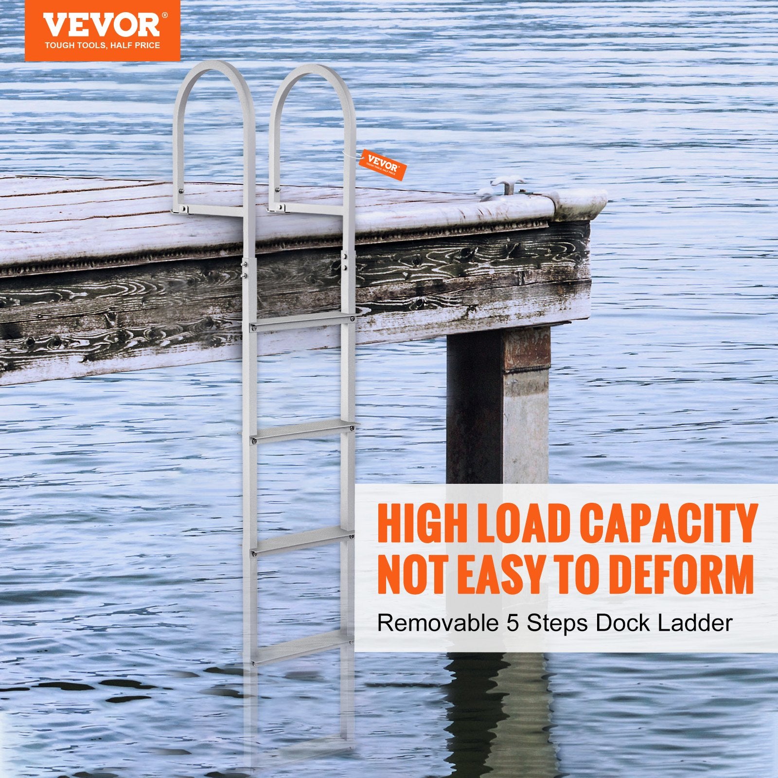 Dock Ladder, Removable 5 Steps, 227 kgs Load Capacity, Aluminum Alloy Pontoon Boat Ladder with 3.1'' Wide V952-MTZTCXSJFHXJDR9U9V0