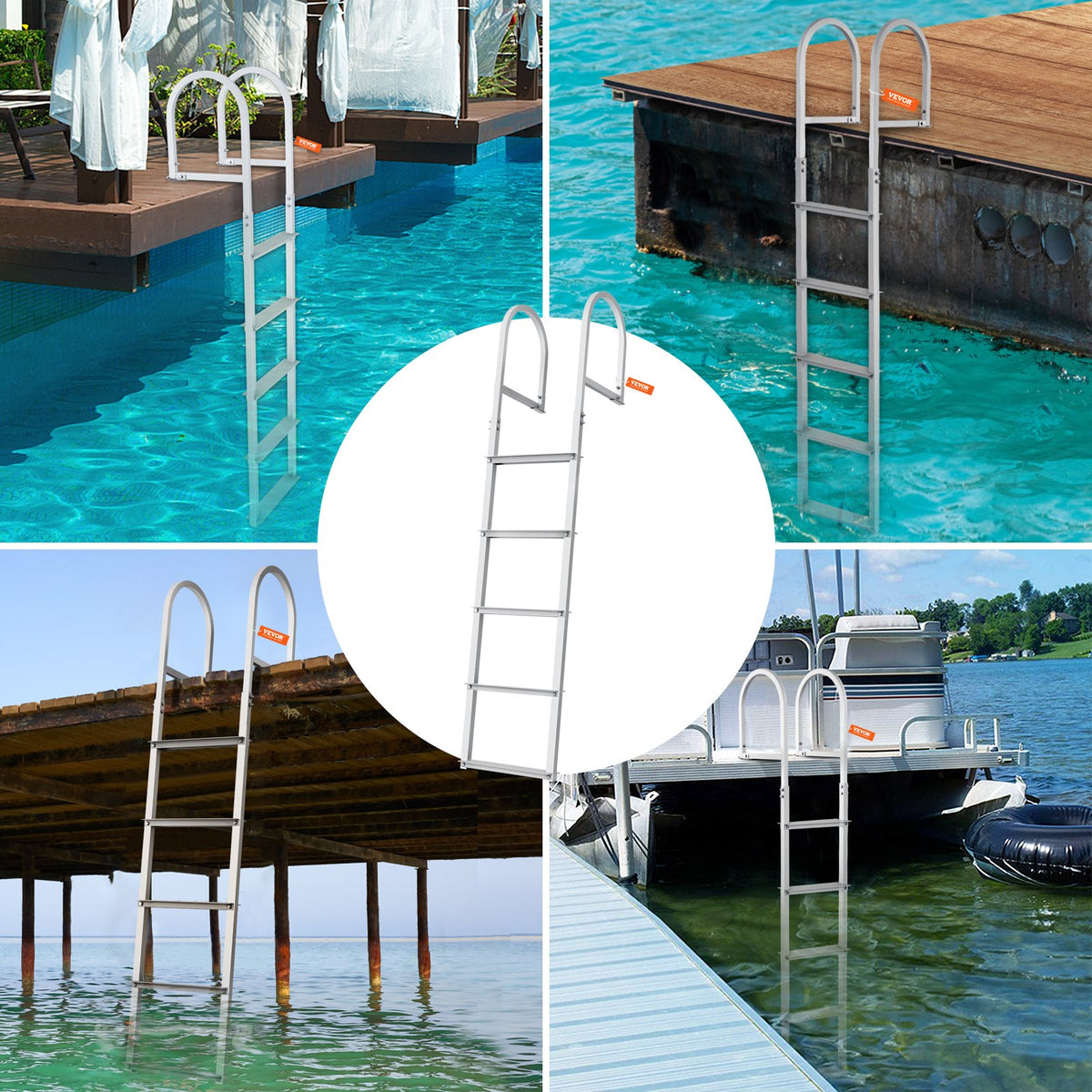 Dock Ladder, Removable 5 Steps, 227 kgs Load Capacity, Aluminum Alloy Pontoon Boat Ladder with 3.1'' Wide V952-MTZTCXSJFHXJDR9U9V0