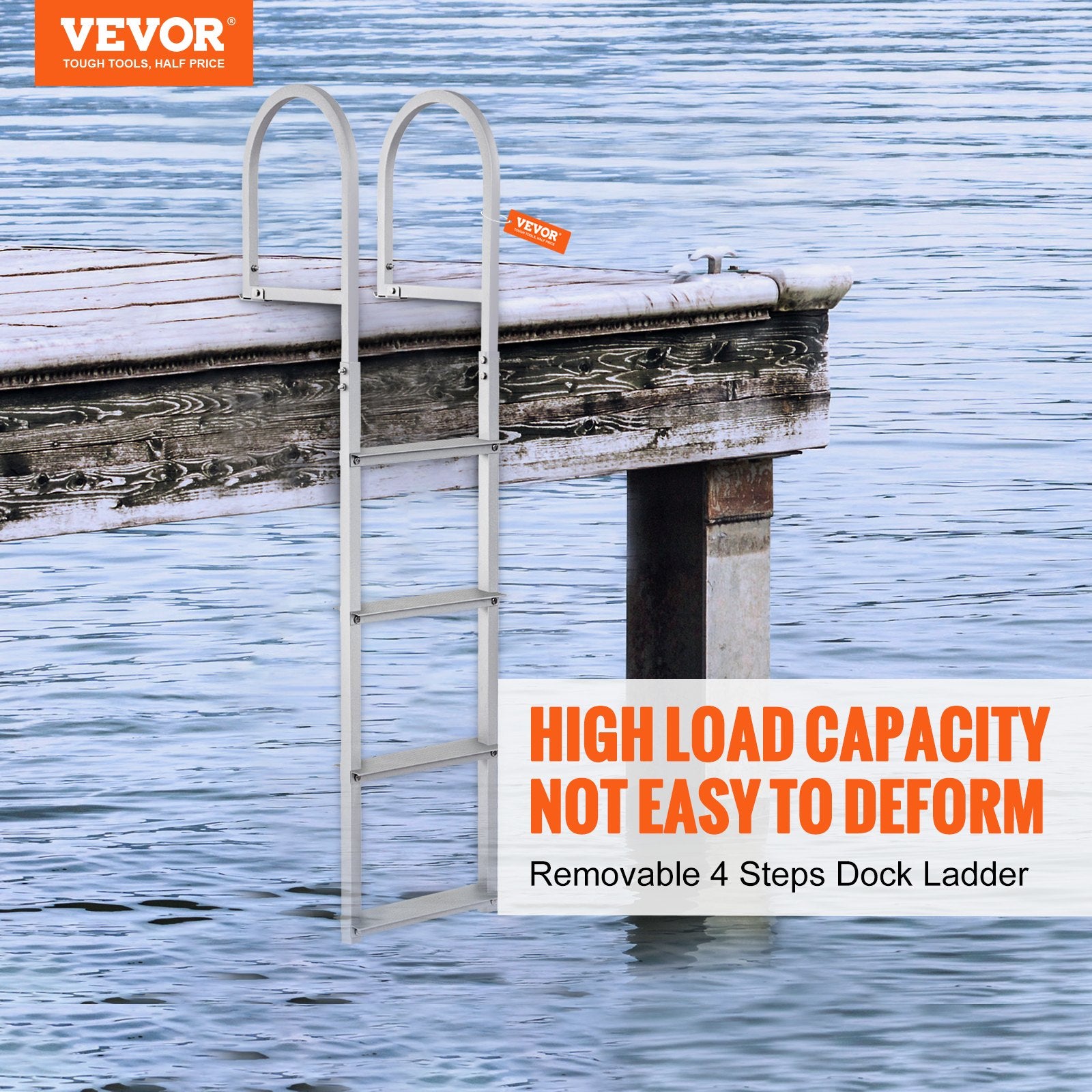 Dock Ladder, Removable 4 Steps, 500 lbs Load Capacity, Aluminum Alloy Pontoon Boat Ladder with 3.1'' Wide V952-MTZTCXSJFHXJDT0PBV0
