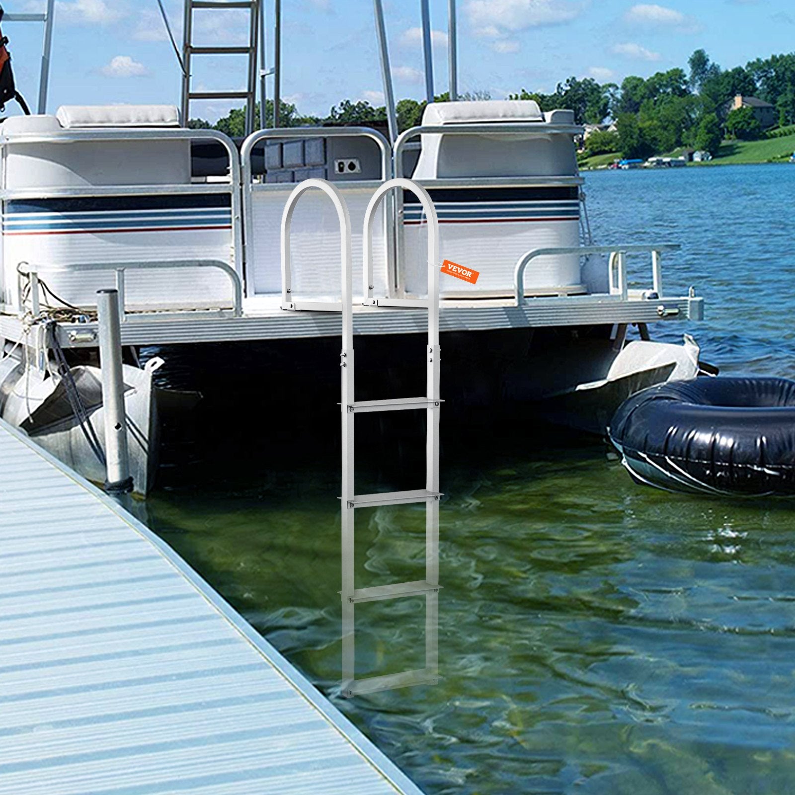 Dock Ladder, Removable 4 Steps, 500 lbs Load Capacity, Aluminum Alloy Pontoon Boat Ladder with 3.1'' Wide V952-MTZTCXSJFHXJDT0PBV0