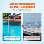 Dock Ladder, Flip-Up 5 Steps, 350 lbs Load Capacity, Aluminum Alloy Pontoon Boat Ladder with 2'' Wide Step & V952-MTZTSFSJFHXJD7UOHV0