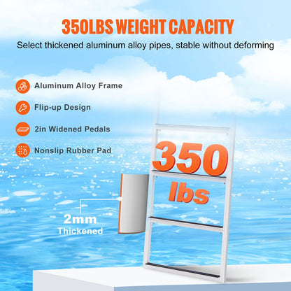 Dock Ladder, Flip-Up 5 Steps, 350 lbs Load Capacity, Aluminum Alloy Pontoon Boat Ladder with 2'' Wide Step & V952-MTZTSFSJFHXJD7UOHV0