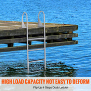 Dock Ladder, Flip-Up 4 Steps, 159 kg Load Capacity, Aluminum Alloy Pontoon Boat Ladder with 50.8 mm Wide Step V952-MTZTSFSJFHXJDNMHPV0
