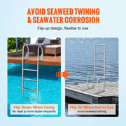 Dock Ladder, Flip-Up 4 Steps, 159 kg Load Capacity, Aluminum Alloy Pontoon Boat Ladder with 50.8 mm Wide Step V952-MTZTSFSJFHXJDNMHPV0