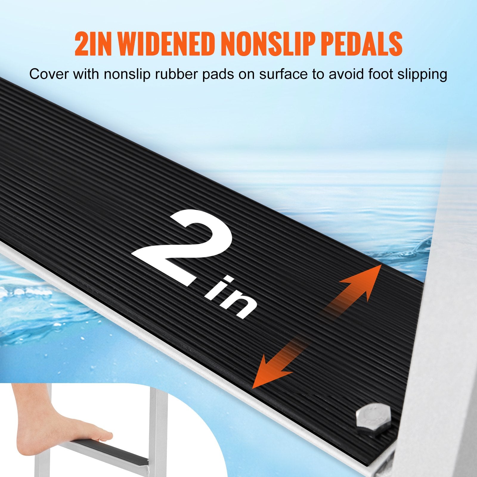 Dock Ladder, Flip-Up 4 Steps, 159 kg Load Capacity, Aluminum Alloy Pontoon Boat Ladder with 50.8 mm Wide Step V952-MTZTSFSJFHXJDNMHPV0