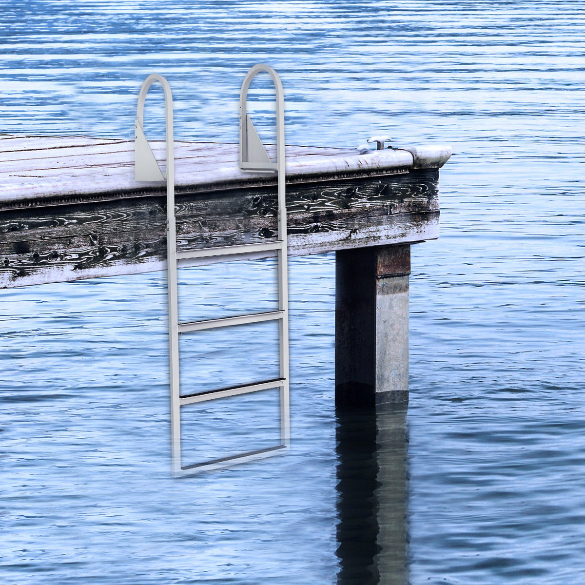 Dock Ladder, Flip-Up 4 Steps, 159 kg Load Capacity, Aluminum Alloy Pontoon Boat Ladder with 50.8 mm Wide Step V952-MTZTSFSJFHXJDNMHPV0